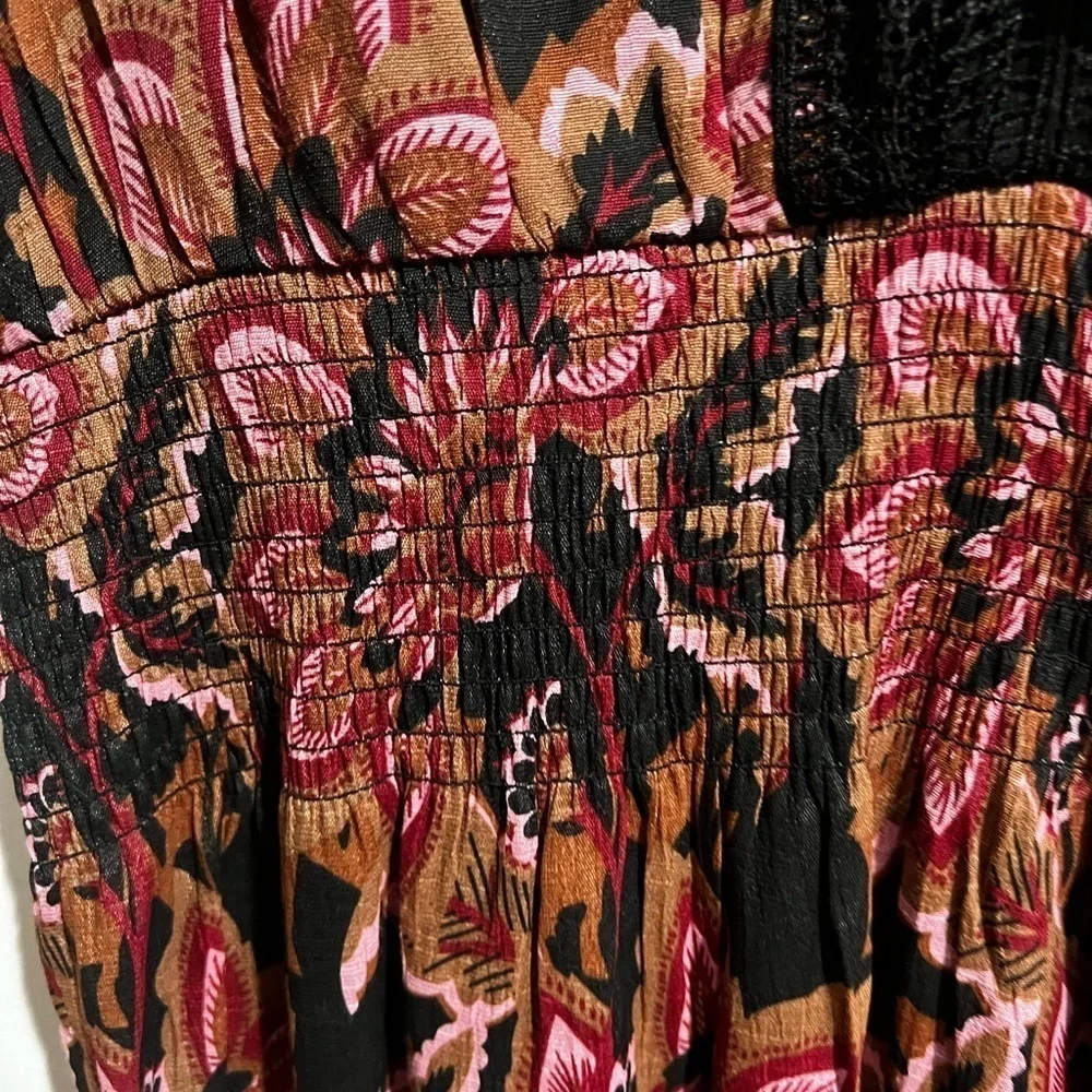 J gee Red and Black Puff Sleeve V-Neck Maxi Sundress - Picture 6 of 10